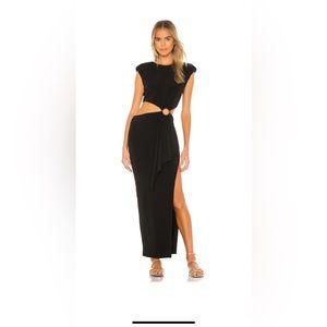 Lovers and Friends Black Midi Cut Out Dress